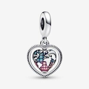Authentic Pandora Family Spinning Heart Globe Dangle Charm